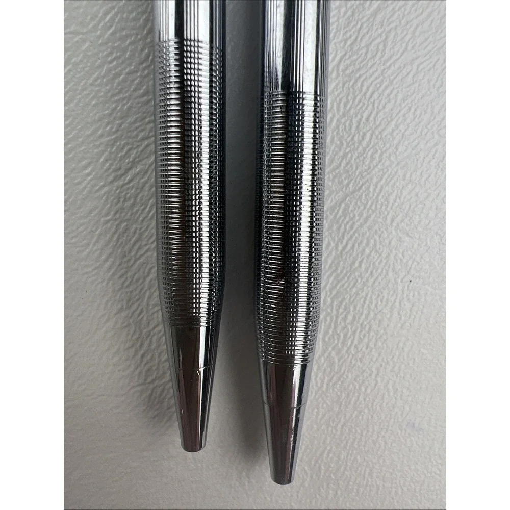 Vintage Cross Chrome Ballpoint Pen and Mechanical Pencil Set Made in USA Emblem